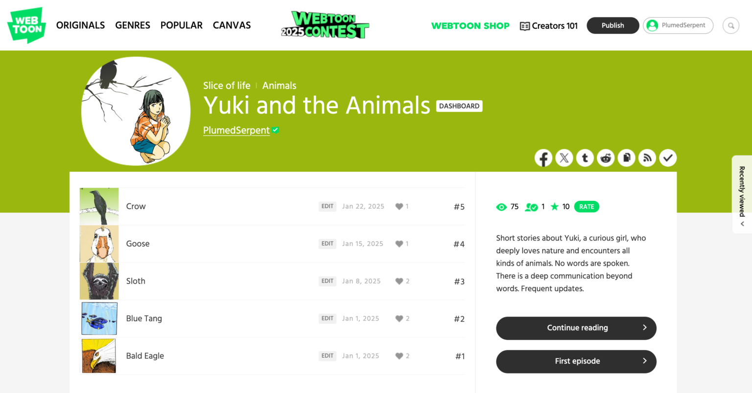 Yuki and the Animals WEBTOON – Plumed Serpent | isabelle